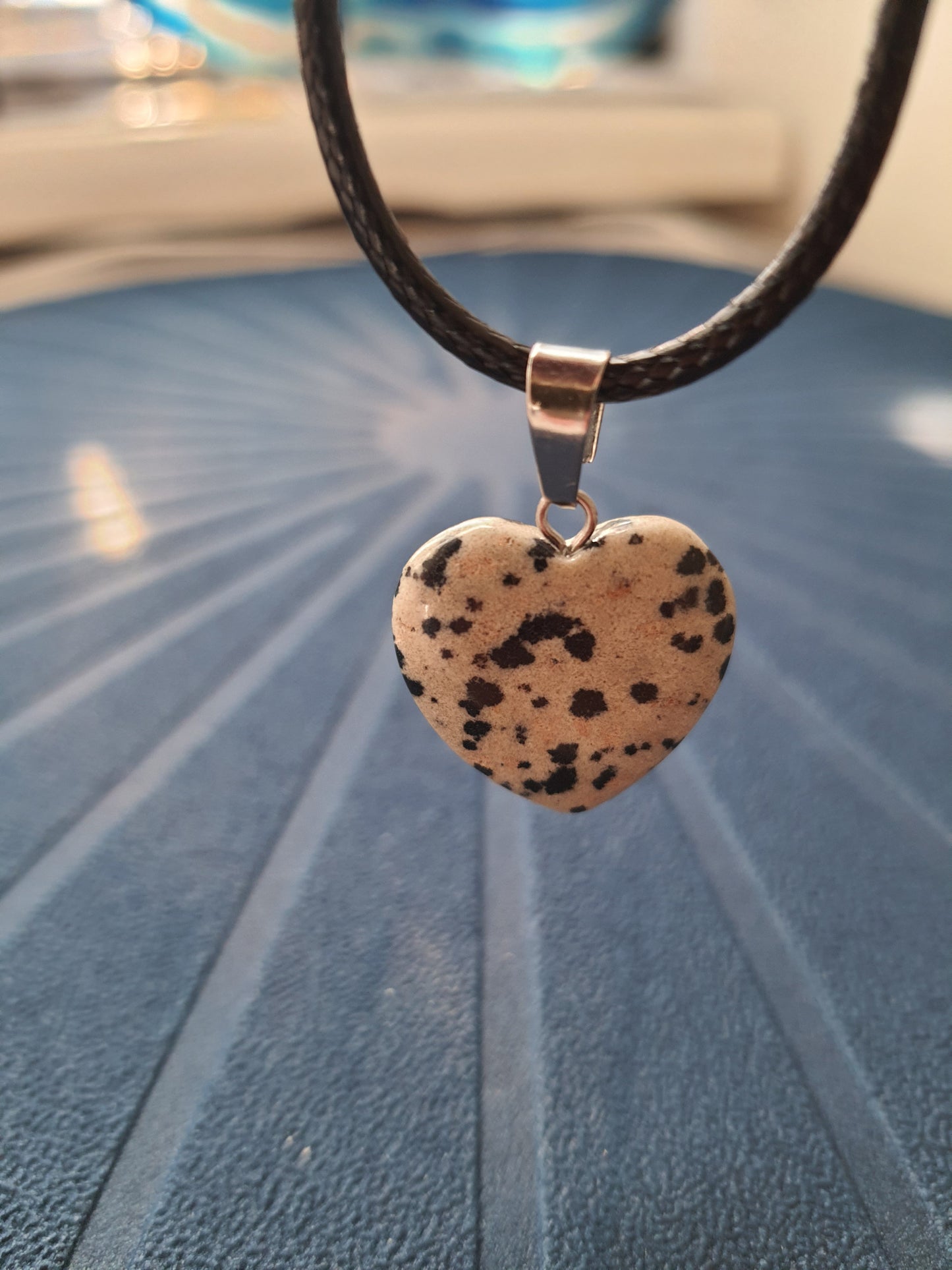 Dalmatian jasper heart necklace