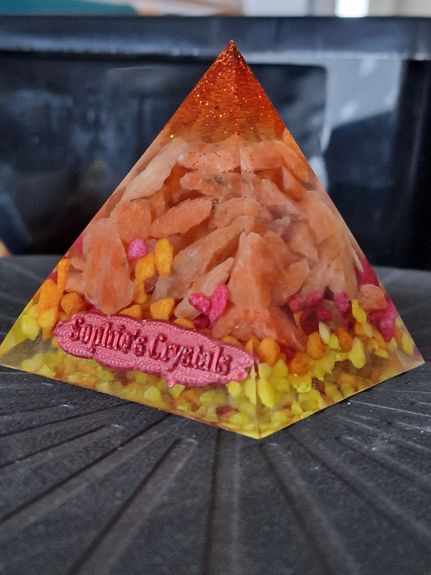 Orange Calcite pyramide