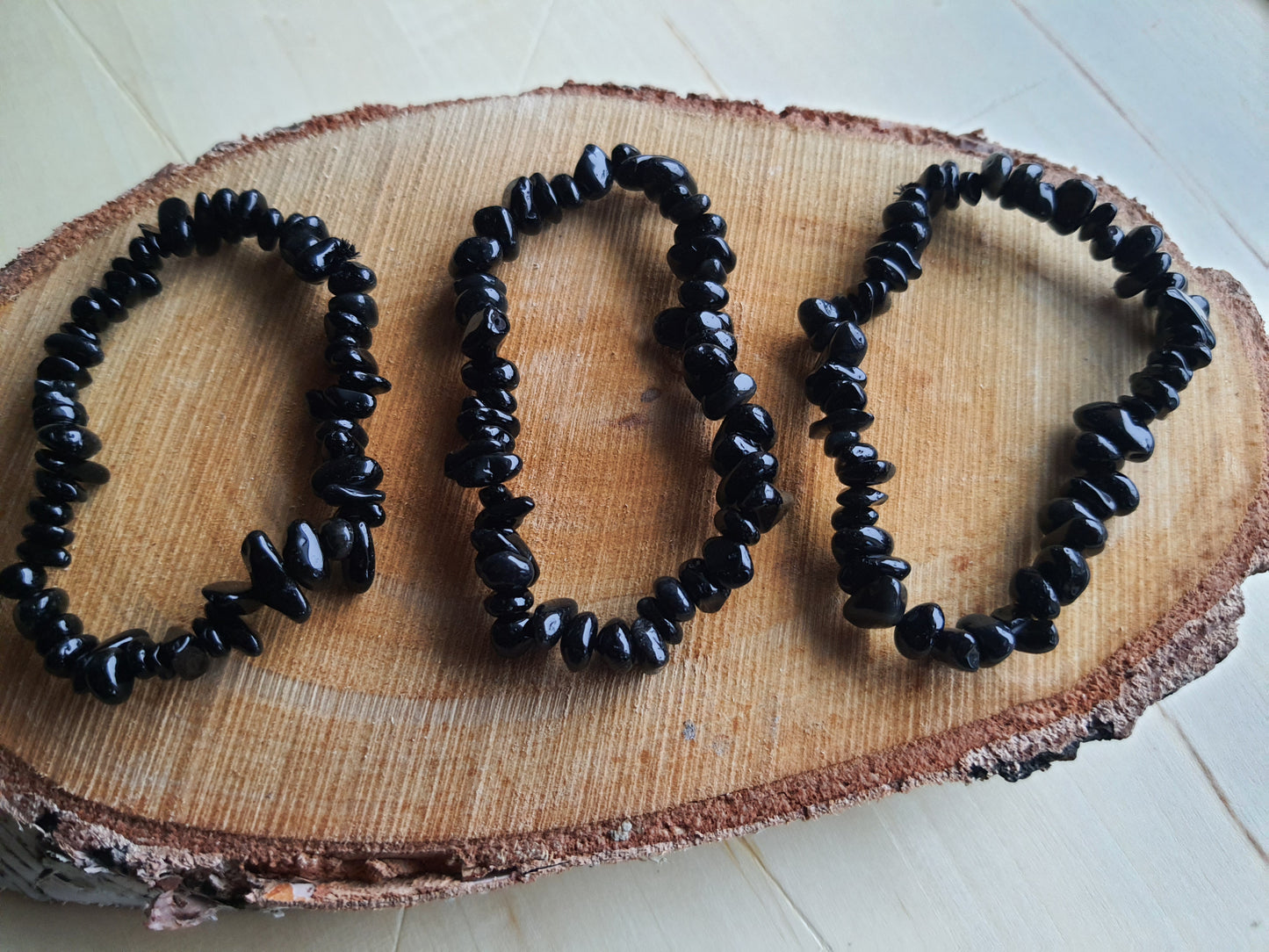 Obsidian chip bracelet